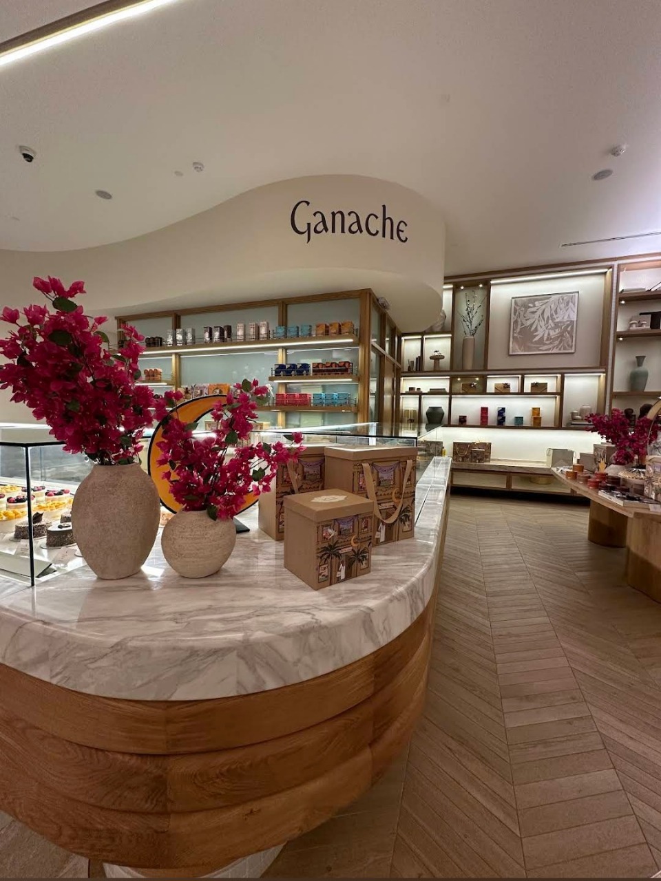 Ganache interior shelving and display wall detail