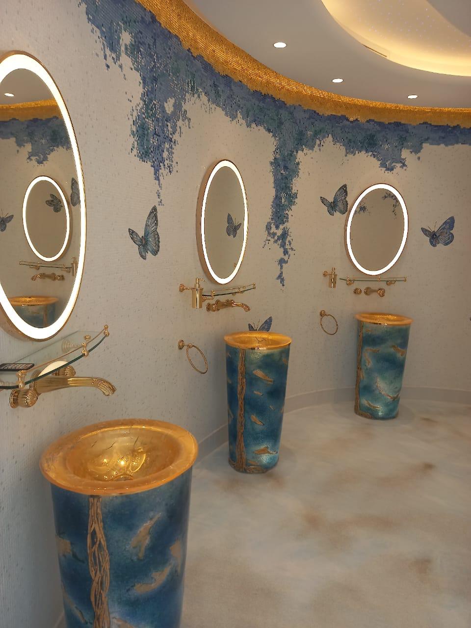 Poolside bathroom royal fit-out, private palace Riyadh — photo 29